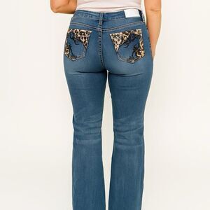 Hydraulic Vintage Retro Y2K Cheetah leopard print bootcut jeans